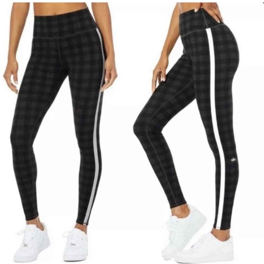 ALO occasion plaid legging black grey plaid S